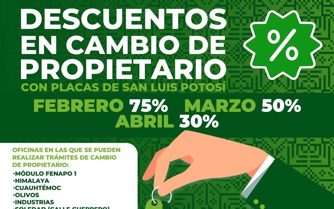 Inicia campaña de descuentos para cambio de propietario con placas de